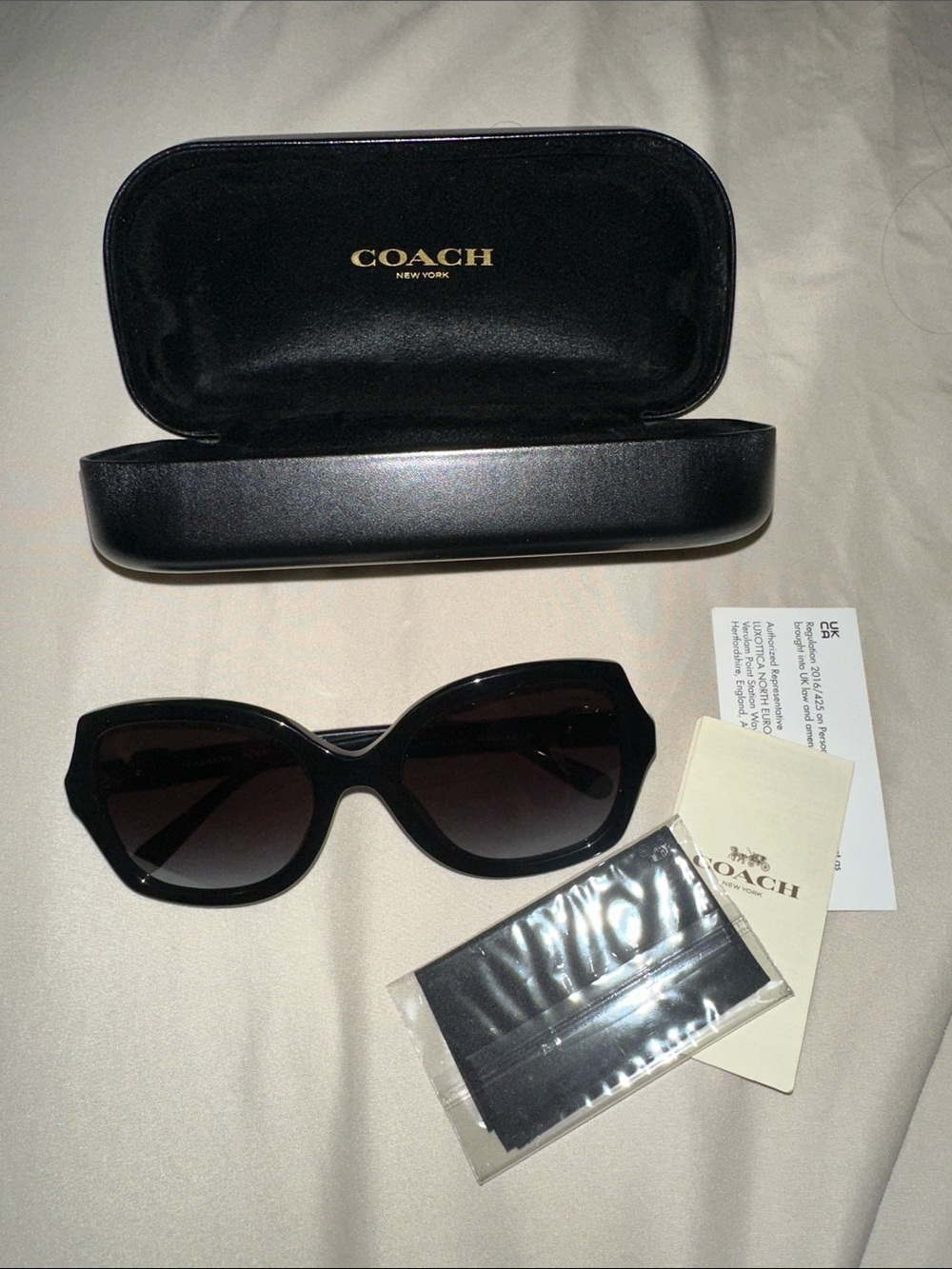 COACH Black Women's Oversized Cat-Eye Sunglasses